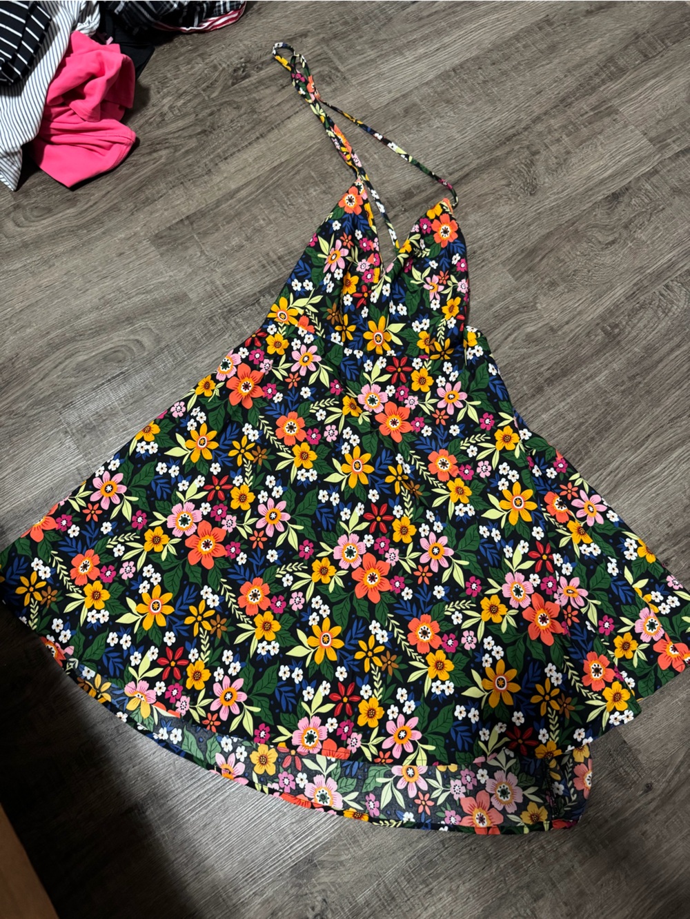 Floral Navy dress with Tie Waist